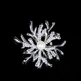 Christmas Snowflake Brooch 925 Silver Party Pearl Jewelry