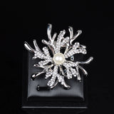 Christmas Snowflake Brooch 925 Silver Party Pearl Jewelry