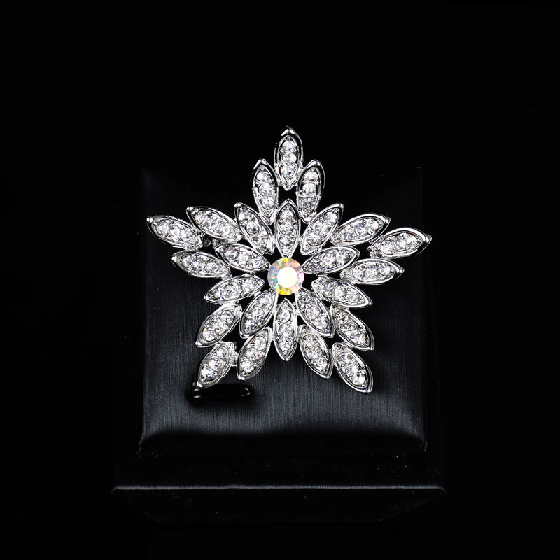 925 Silver Party Stars Brooch Jewelry for Christmas