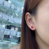 Heart Shape Earring Studs Platinum Plated Silver Women Girls Jewelry
