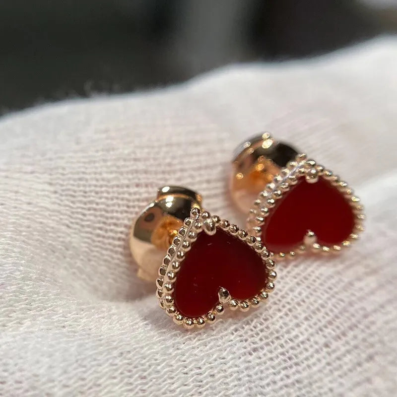 Heart Shape Earring Studs Platinum Plated Silver Women Girls Jewelry