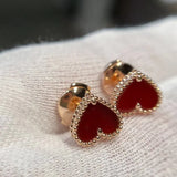 Heart Shape Earring Studs Platinum Plated Silver Women Girls Jewelry