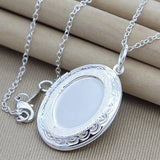925 Silver Photo Frame Pendant Necklace - Female Charm Jewelry