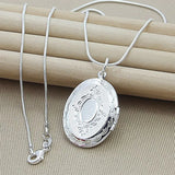 925 Silver Photo Frame Pendant Necklace - Female Charm Jewelry