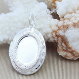 925 Silver Photo Frame Pendant Necklace - Female Charm Jewelry