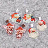 Christmas Santa Cat Acrylic Earrings Vintage Xmas Dangle Jewelry