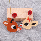 Christmas Santa Cat Acrylic Earrings Vintage Xmas Dangle Jewelry