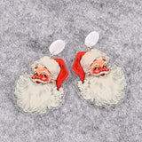 Christmas Santa Cat Acrylic Earrings Vintage Xmas Dangle Jewelry