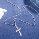 925 Sterling Silver Cross Pendant Necklace For Woman Chocker O Chain Lady