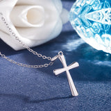 925 Sterling Silver Cross Pendant Necklace For Woman Chocker O Chain Lady