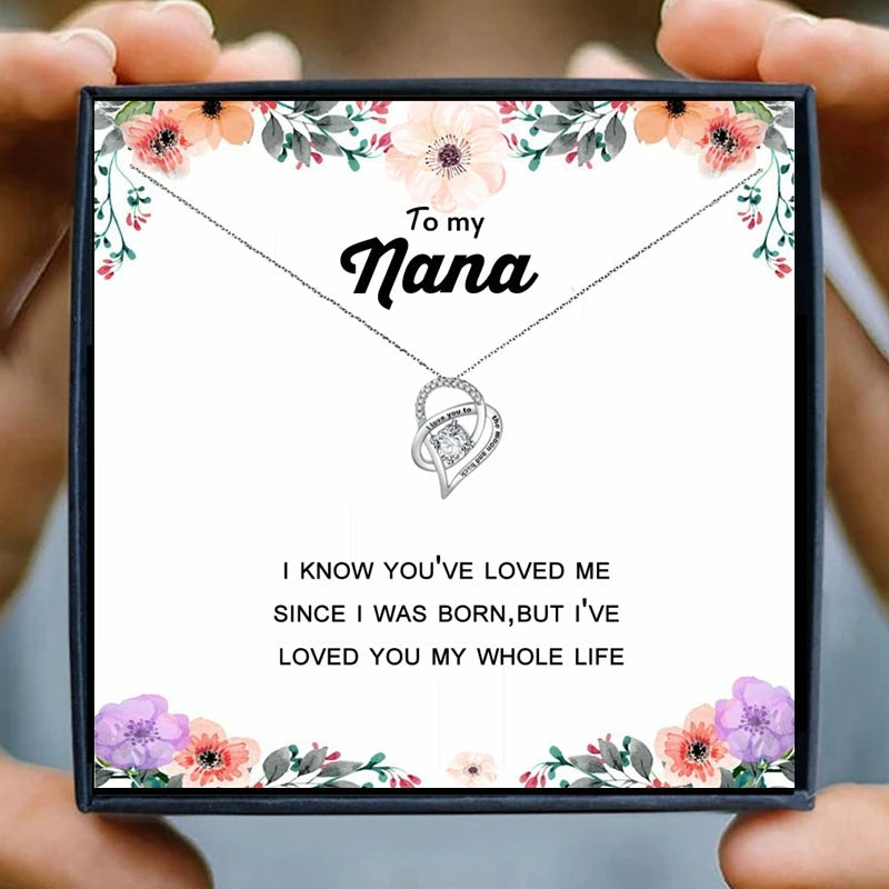 Heart Pendant Necklace Grandma Gift for Christmas