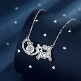 925 Silver Elk Sled Car Zircon Pendant Necklace for Women