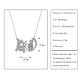 925 Silver Elk Sled Car Zircon Pendant Necklace for Women