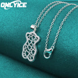 925 Silver Bear Pendant Necklace 16-30 inch Chain Women Girl Party Jewelry