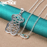 925 Silver Bear Pendant Necklace 16-30 inch Chain Women Girl Party Jewelry