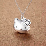 Christmas 925 Sterling Silver Cat Pendant Necklace for Women