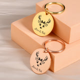 Christmas Elk Graphics Keychain Name Gift