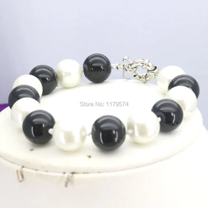 White&Black Glass Pearl Beads Bracelet Jewelry Making