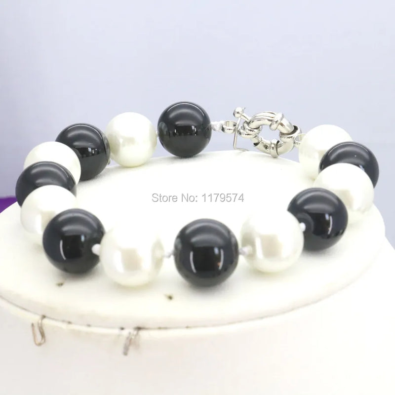 White&Black Glass Pearl Beads Bracelet Jewelry Making