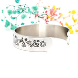 Christmas Stainless Steel Cuff Bangle Engrave Cartoon Figures Bracelet