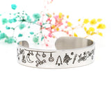 Christmas Stainless Steel Cuff Bangle Engrave Cartoon Figures Bracelet