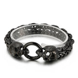 Christmas Punk Skull End Bangle Men's Stainless Steel Double Chain Bracelet