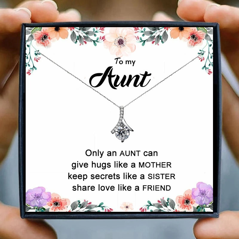 Aunt Crystal Pendant Necklace Women Family Gift Birthday