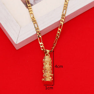 Christmas Dragon Pendant Necklace Column Animal Metal Brass