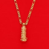 Christmas Dragon Pendant Necklace Column Animal Metal Brass