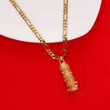 Christmas Dragon Pendant Necklace Column Animal Metal Brass
