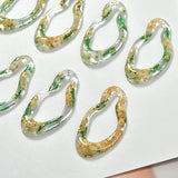 Green Leaves Dried Flower Foil Resin Jewelry DIY Earrings