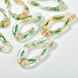 Green Leaves Dried Flower Foil Resin Jewelry DIY Earrings