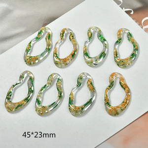 Green Leaves Dried Flower Foil Resin Jewelry DIY Earrings