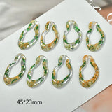 Green Leaves Dried Flower Foil Resin Jewelry DIY Earrings