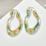 Green Leaves Dried Flower Foil Resin Jewelry DIY Earrings