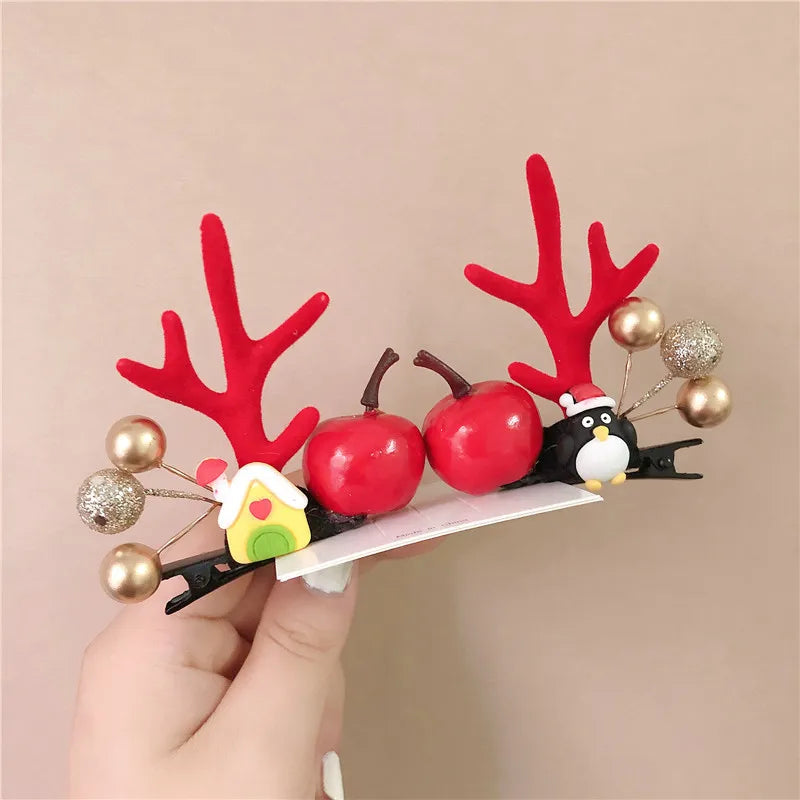 Christmas Antlers Hairpin for Girls Holiday Headwear
