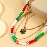 Colorful Rice Beads Ceramic Christmas Necklaces for Women Girls