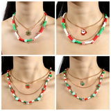 Colorful Rice Beads Ceramic Christmas Necklaces for Women Girls