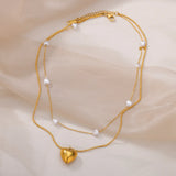 Christmas Jewelry Multilayer Necklace Stainless Steel Pearl Necklace