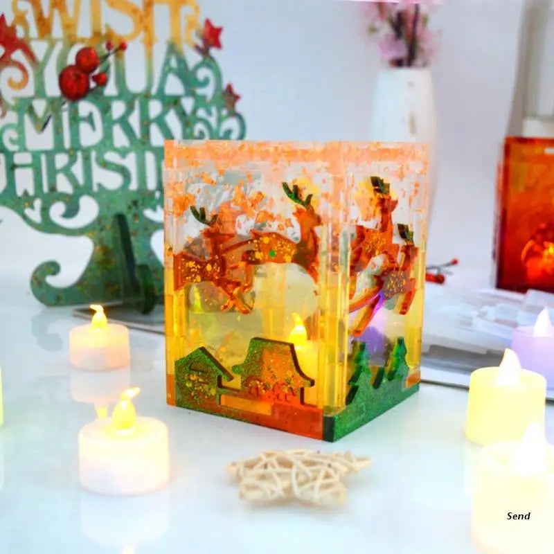 Christmas Lantern Epoxy Resin Mold Xmas Hanging Lamp Silicone Mould