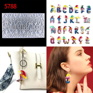 Christmas Letter Epoxy Silicone Mold DIY Earring Keychain Pendant