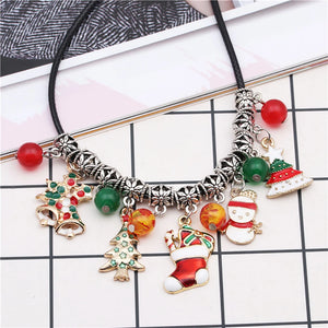 Christmas Necklace Snowman Tree Stocking Pendant Necklace