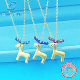Christmas Elk 925 Sterling Silver Collarbone Chain Gift