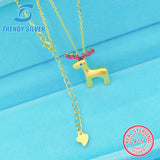 Christmas Elk 925 Sterling Silver Collarbone Chain Gift
