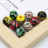 10Pcs Snowflake Printed Wooden Beads DIY Crafts Toy Jewelry Bracelet
