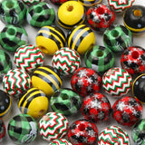 10Pcs Snowflake Printed Wooden Beads DIY Crafts Toy Jewelry Bracelet