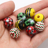 10Pcs Snowflake Printed Wooden Beads DIY Crafts Toy Jewelry Bracelet
