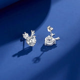 Christmas Year S925 Silver Zirconium Diamond Deer Earrings