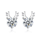 Christmas Year S925 Silver Zirconium Diamond Deer Earrings