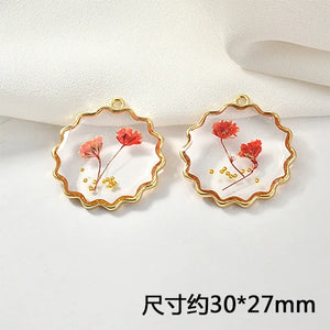 Glitter Flower Circle Pendant Earrings Jewelry DIY